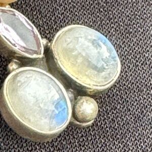 Rainbow Moonstone & Pink Amethyst Sterling pendant from Bali